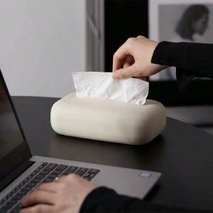 Beige Soft Waterproof Designer Tissue Box Cover Silicone Reusable Children Care Wipe Wet Wipe Box Holder Bathroom Kitchen Apricot