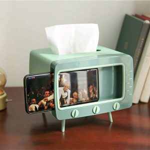 1pc Creative Cartoon TV Shape Plastic Tissue Box Holder For Living Room Office Multicolor