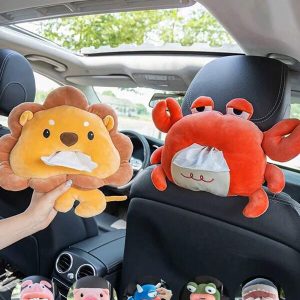 1pc Creative Car Mounted Animal Tissue Box, Cartoon Hanging Paper Box In The Car, Multifunctional Armrest Box, Sun Visor Paper Box On The Car one-size