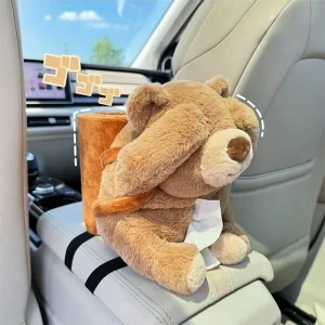 1pc Cover Eyes Brown Bear Paper Tissue Box, Universal Car Tissue Holder, Home Decor Multicolor