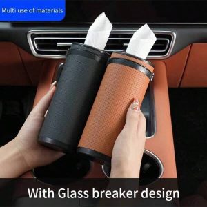 Multifunctional Car Tissue Box, Round Paper Towel Tube With Car Window Breaking Tool, Universal Car Accessories As Shown