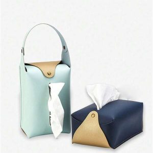 1pc Car Back Seat Tissue Box,Tissue Box, Hanging Tissue Storage Box, Home Bathroom, Living Room, Coffee Table, Leather Tissue Box, Car Tissue Holder, Leather Tissue Holder, Multicolor